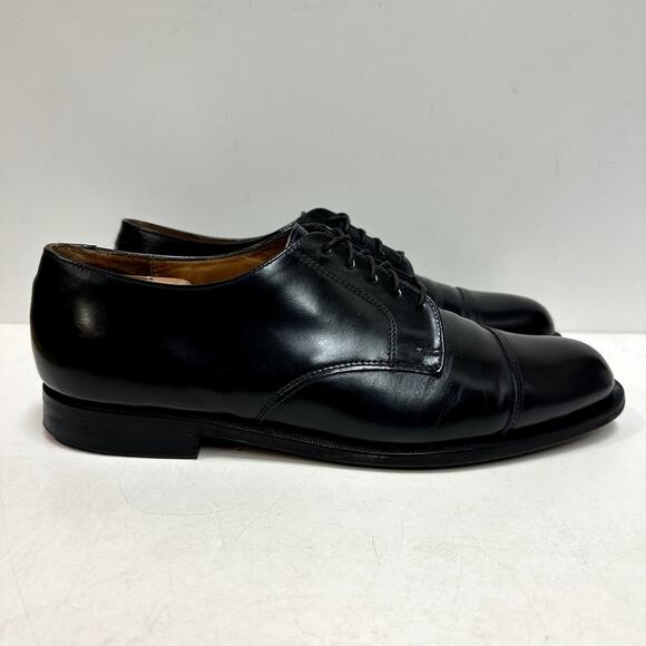 VERY GOOD Cole Haan Derby Blucher Cap Toe Black Calf Made in Maine USA 11.5 - Picture 3 of 12